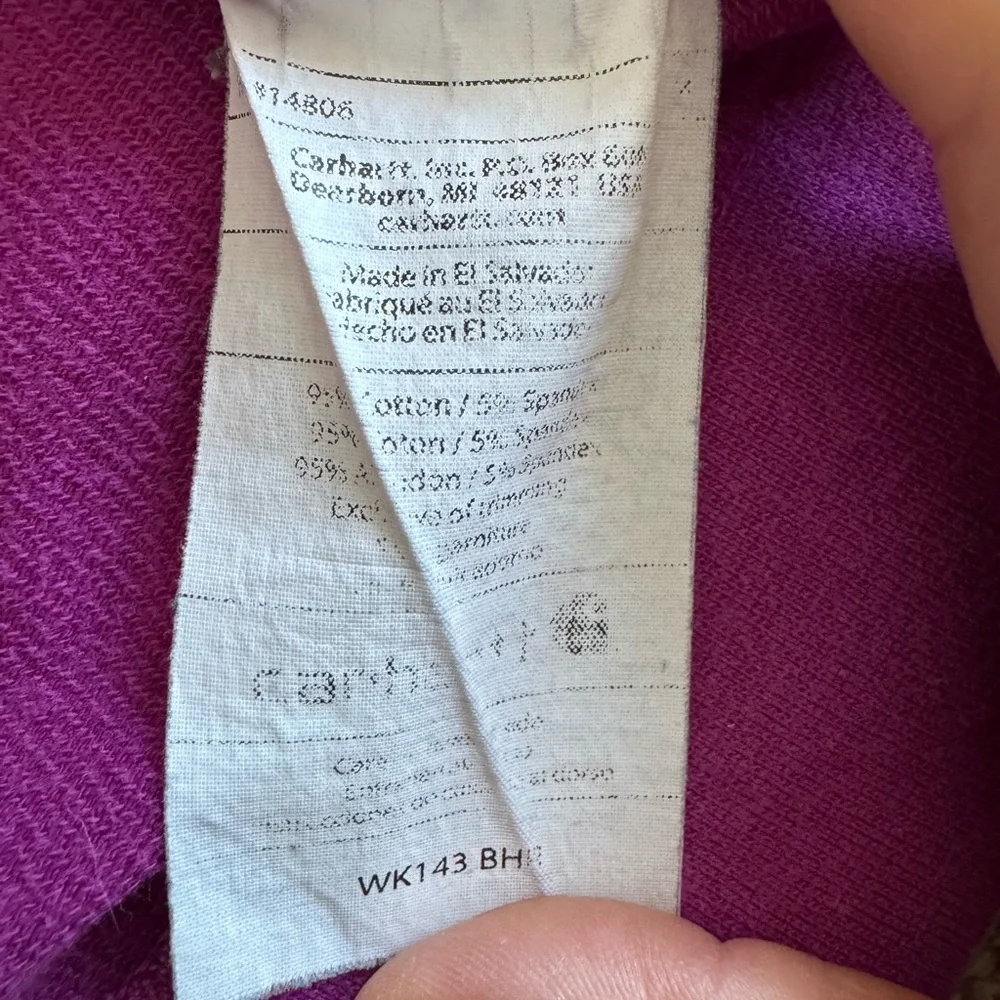 Carhartt Full Zip Workwear Sweatshirt Casual Athleisure Lounge Magenta Purple XL - Picture 5 of 5